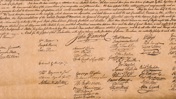The signatures of the Declaration of Independence