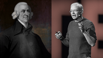 Adam Smith (left) and Peter Singer (right)