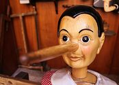 A wooden puppet with a long nose.