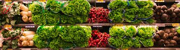 A produce section of a grocery store.