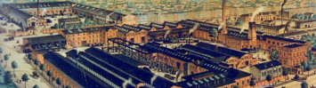 A factory set in a 19th century urban environment.