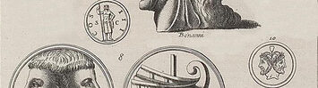 The Roman god Janus, depicted with two faces, in various sketches and forms.
