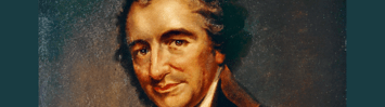 A cropped section of a portrait of Thomas Paine.