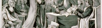 A picture of Patrick Henry delivering his Liberty or Death speech.
