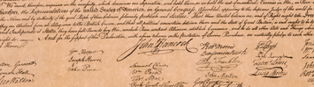 The signatures of the Declaration of Independence