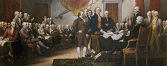 A painting of the signing of the Declaration of Independence.